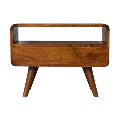 FusionVibe Mini Chestnut Curved TV Stand with 2 Drawers - Furniture One Shop