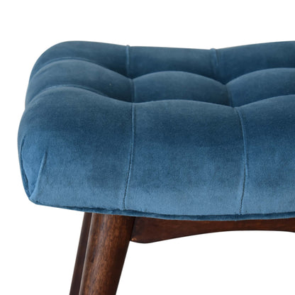 Tuck Bench Mini Teal Velvet Curved Bench