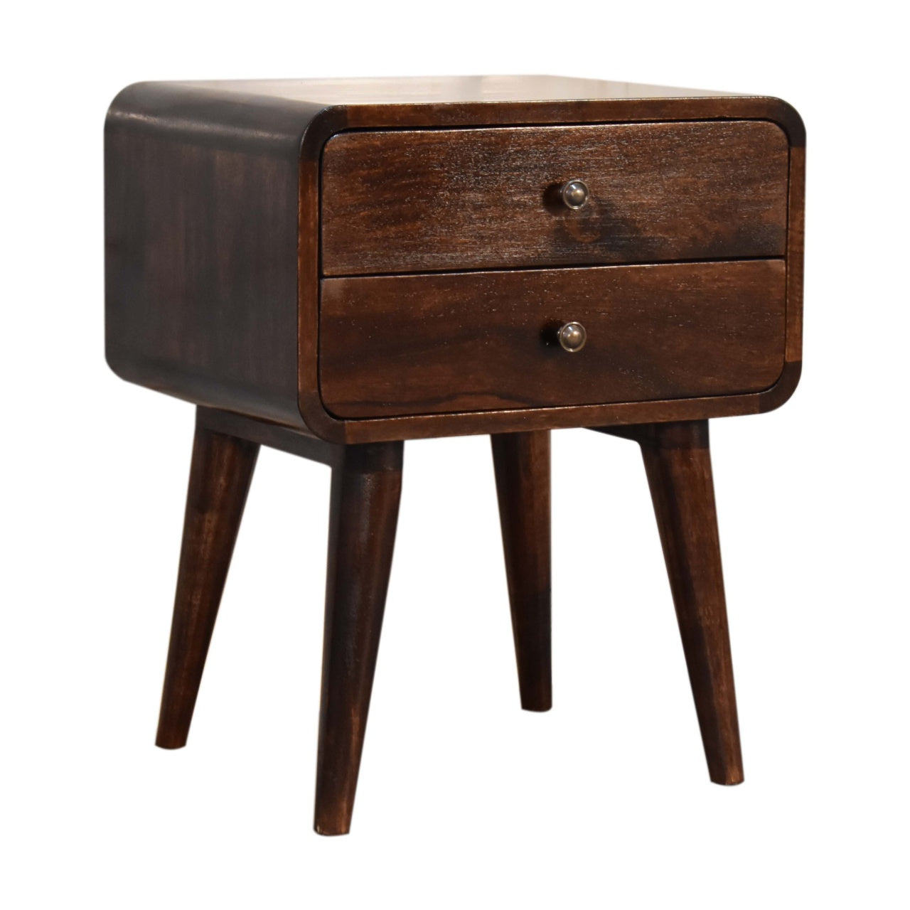 Hertford Curved Dark Walnut Bedside