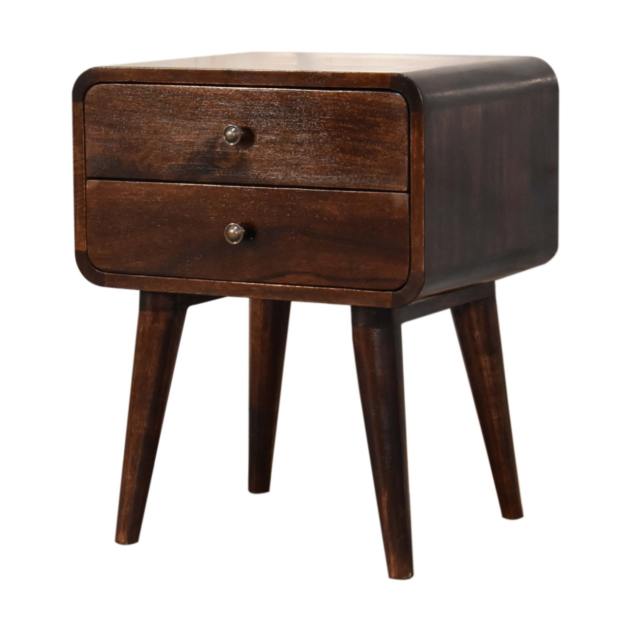 Hertford Curved Dark Walnut Bedside