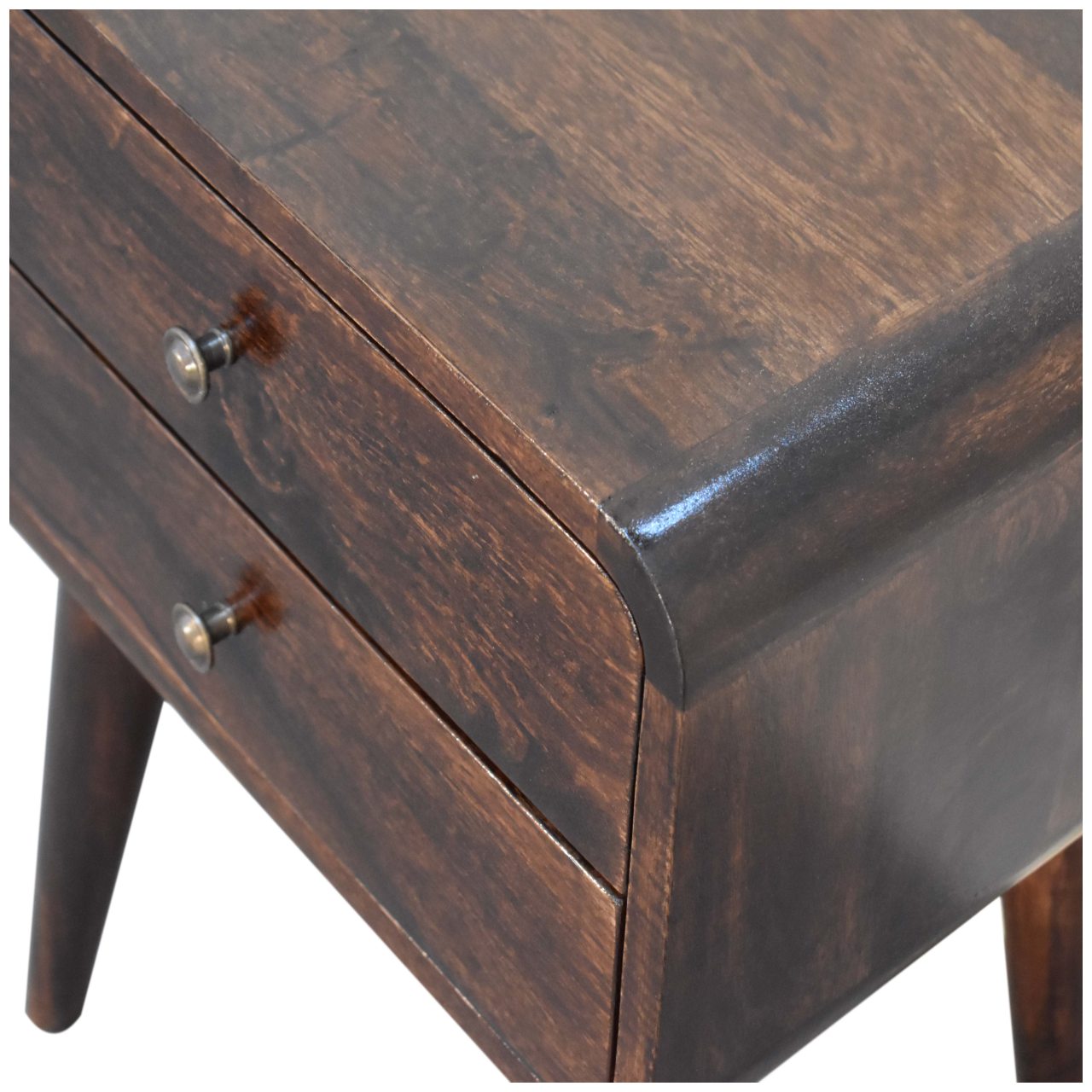 Hertford Curved Dark Walnut Bedside