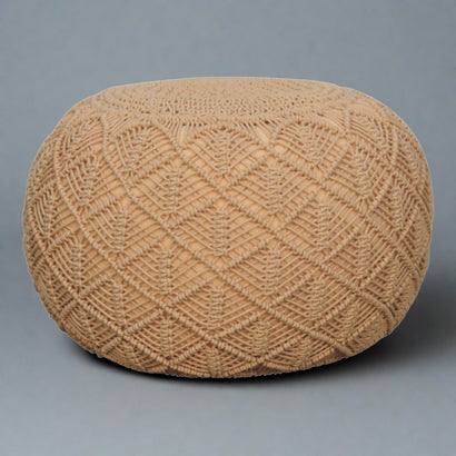 Ansley Beige Pouffe - Furniture One Shop