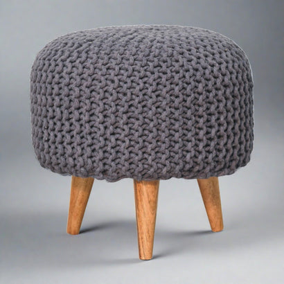RestRite Keeva Grey Round Footstool - Furniture One Shop