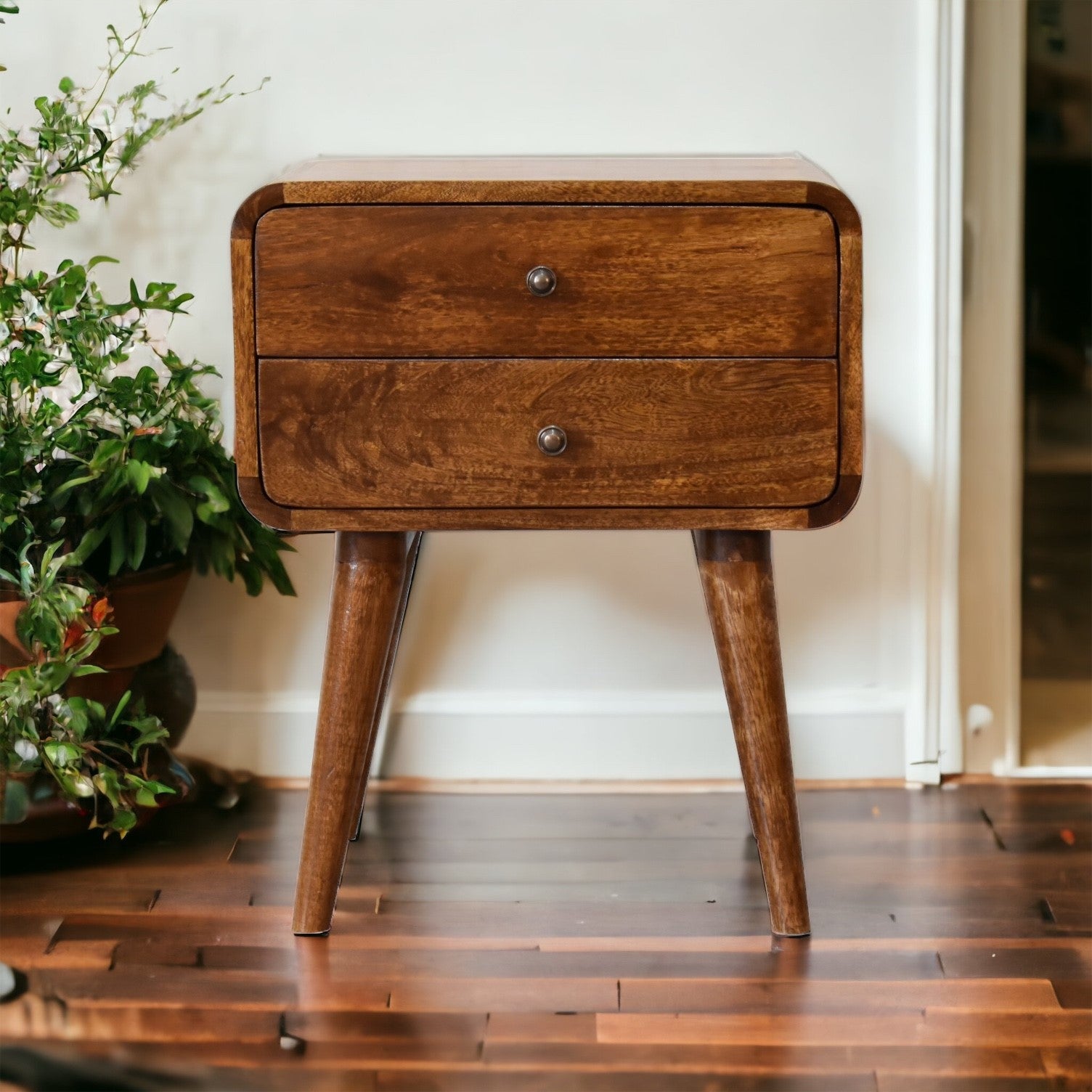 Bond Curved Chestnut Bedside