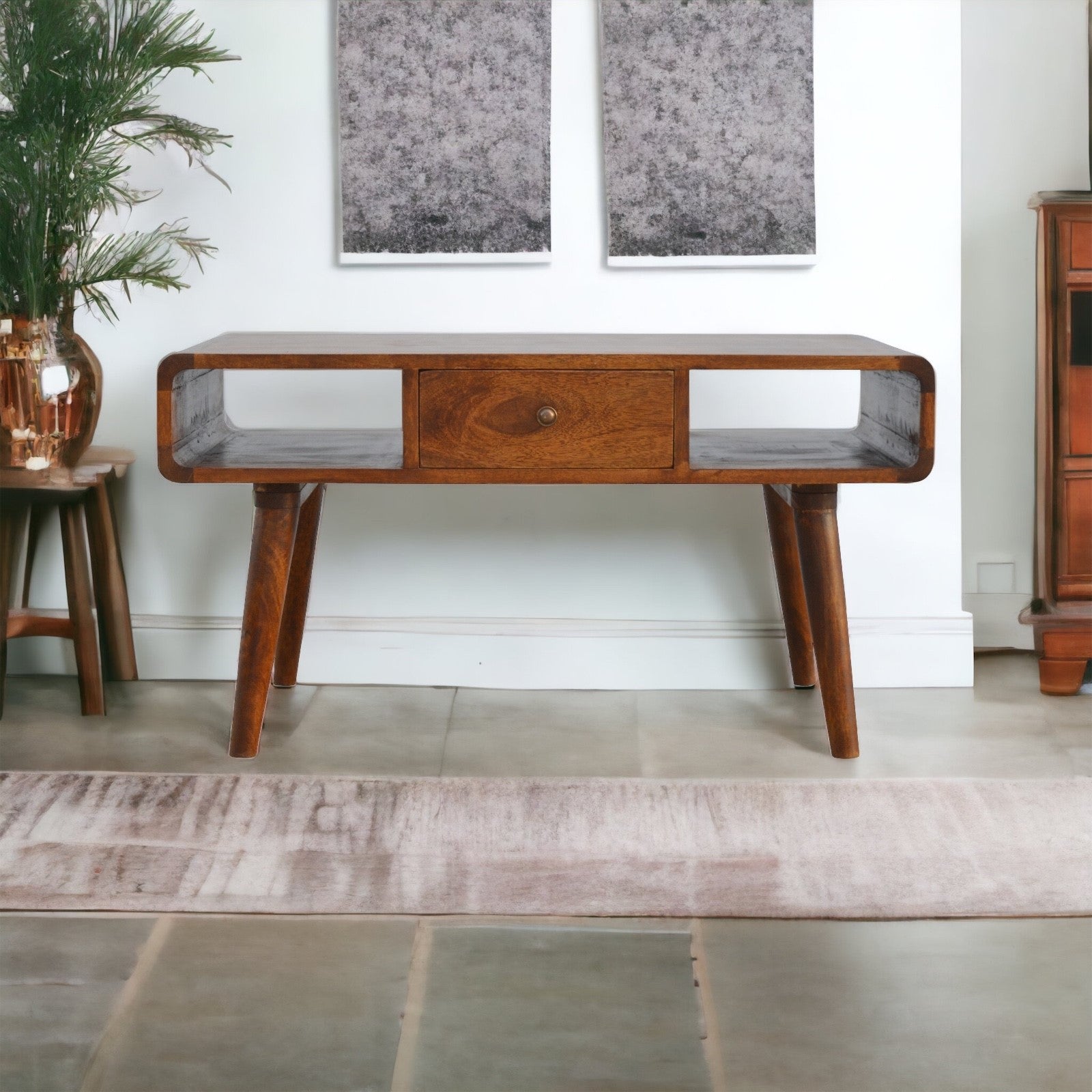 Luxe Curved Chestnut Coffee Table - Furniture One Shop