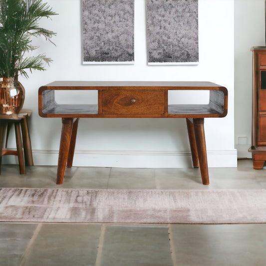 Luxe Curved Chestnut Coffee Table - Furniture One Shop