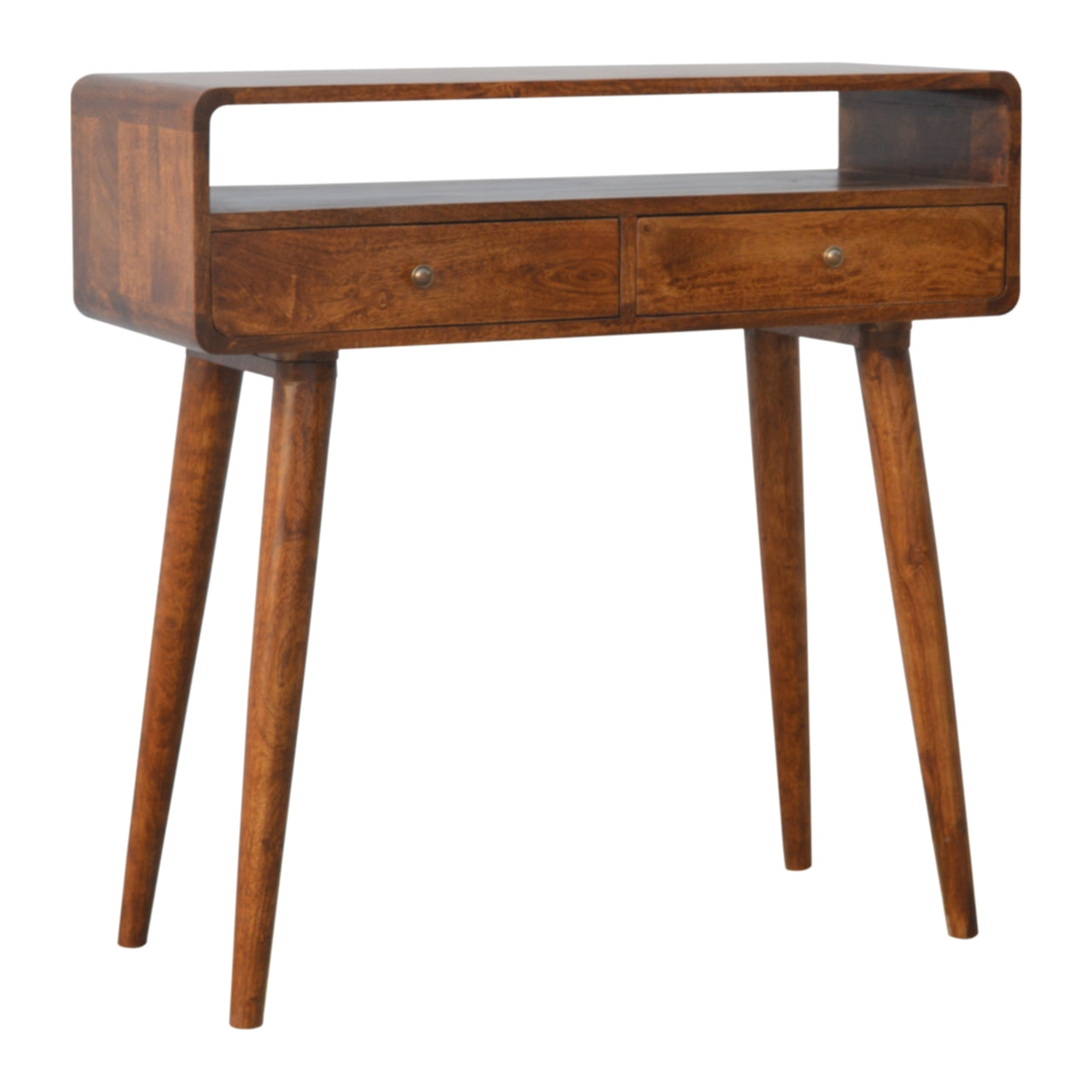 Elegant Desk Curved Chestnut Console Table