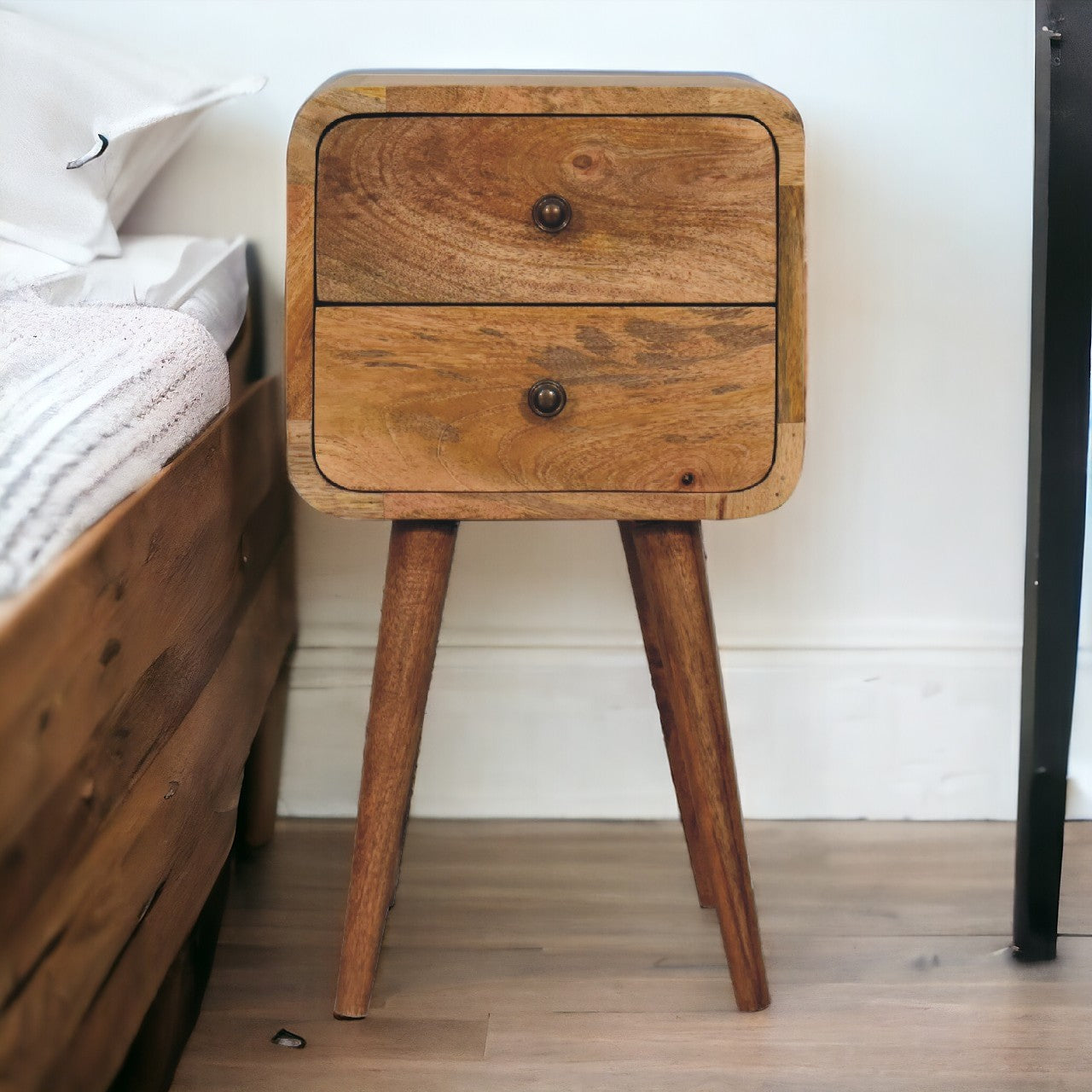 Jamaica Mini Oak-ish Curved Bedside