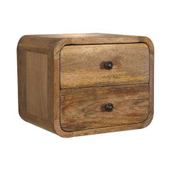 Clink Mini Curve Oak-ish Wall Mounted Bedside - Furniture One Shop