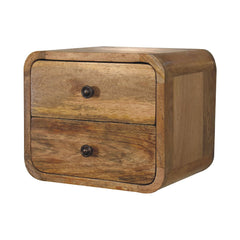 Clink Mini Curve Oak-ish Wall Mounted Bedside - Furniture One Shop