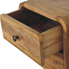 Clink Mini Curve Oak-ish Wall Mounted Bedside - Furniture One Shop
