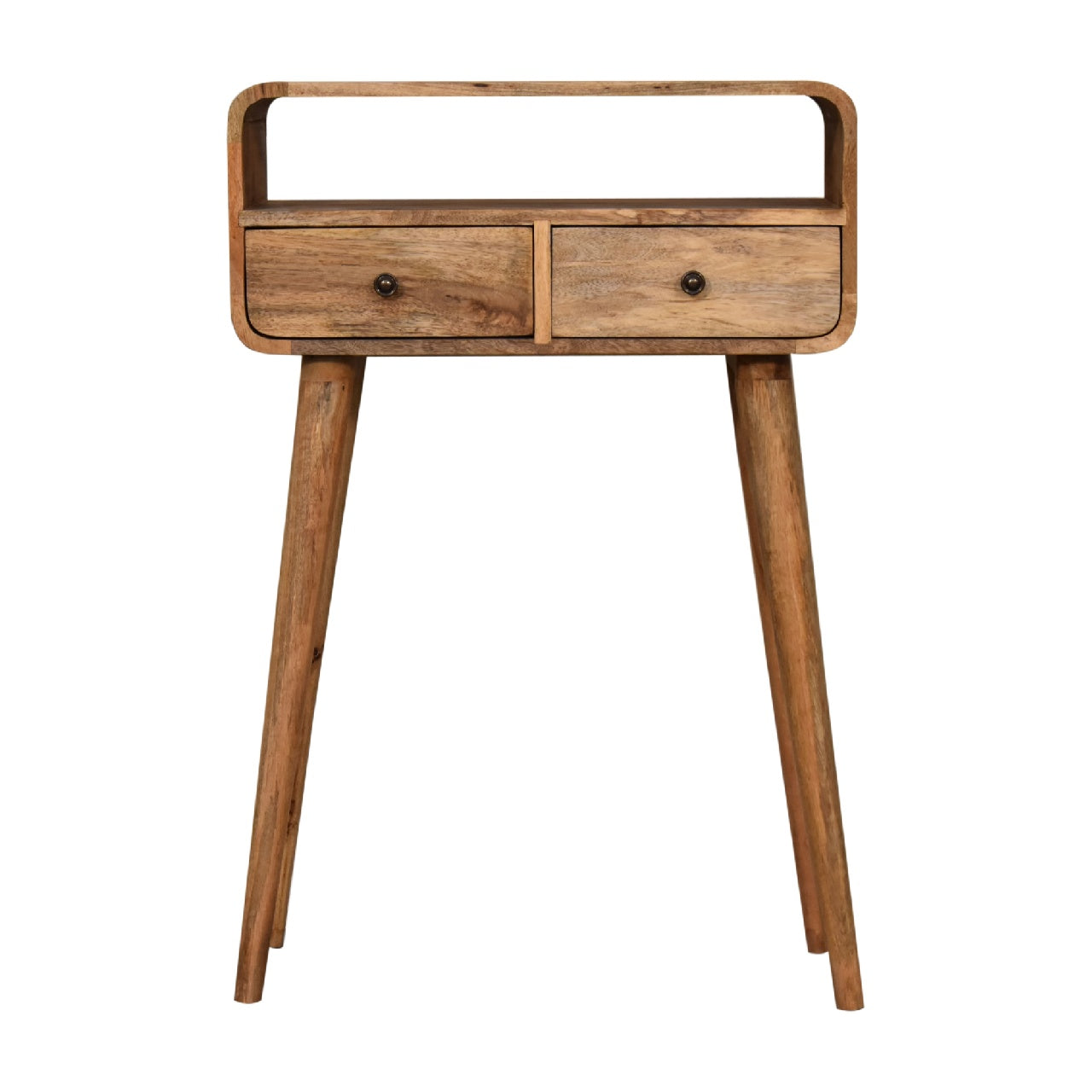 Sleek Stand Mini Curved Oak-ish Console Table