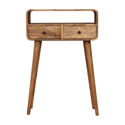 Sleek Stand Mini Curved Oak-ish Console Table - Furniture One Shop
