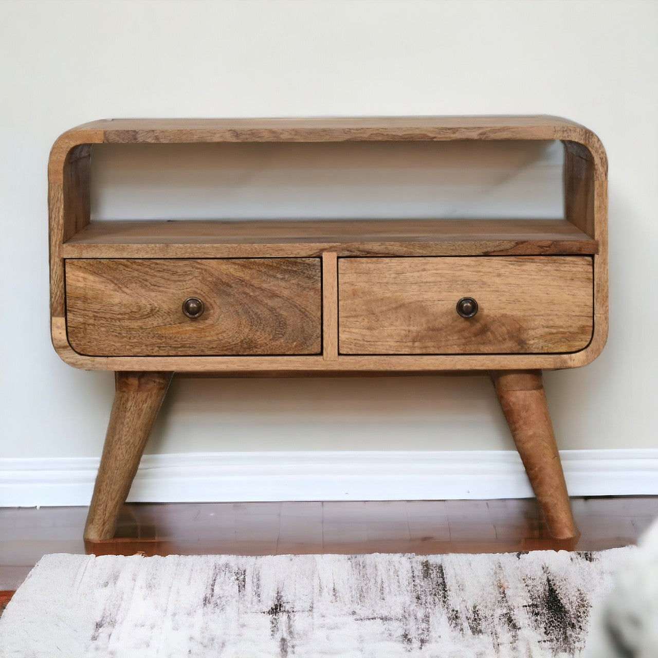 TrendTonic Mini Curved Oak-ish TV Stand