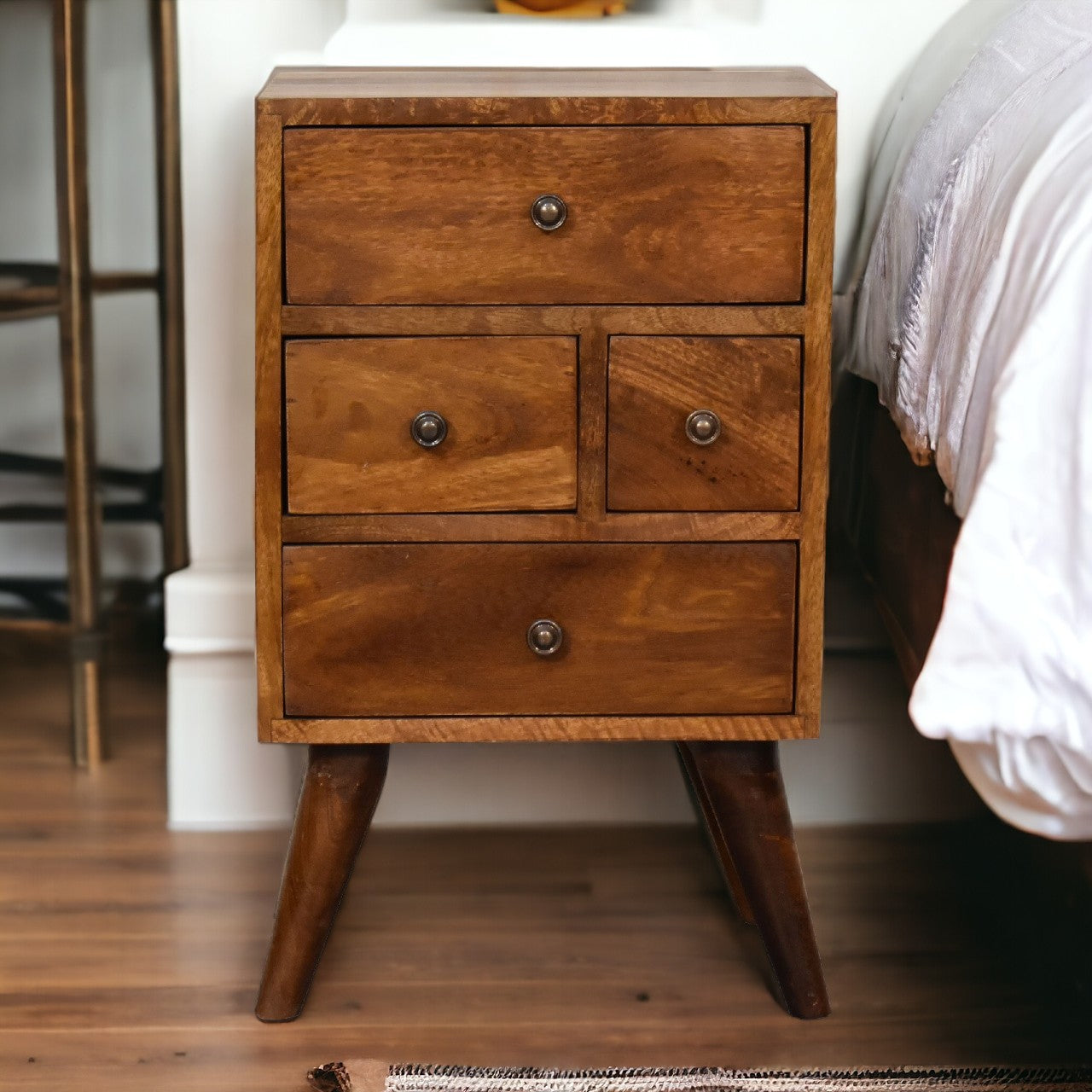 Chelsea 4 Drawer Multi Chestnut Bedside