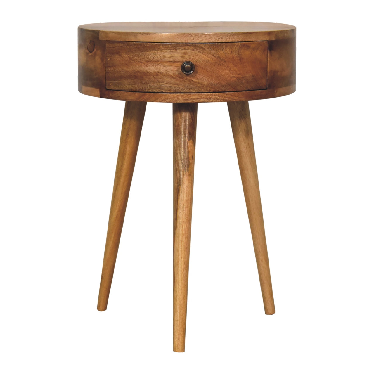 King Mini Oak-ish Circular Shape Bedside