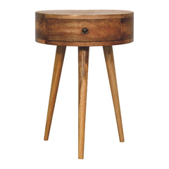 King Mini Oak-ish Circular Shape Bedside - Furniture One Shop