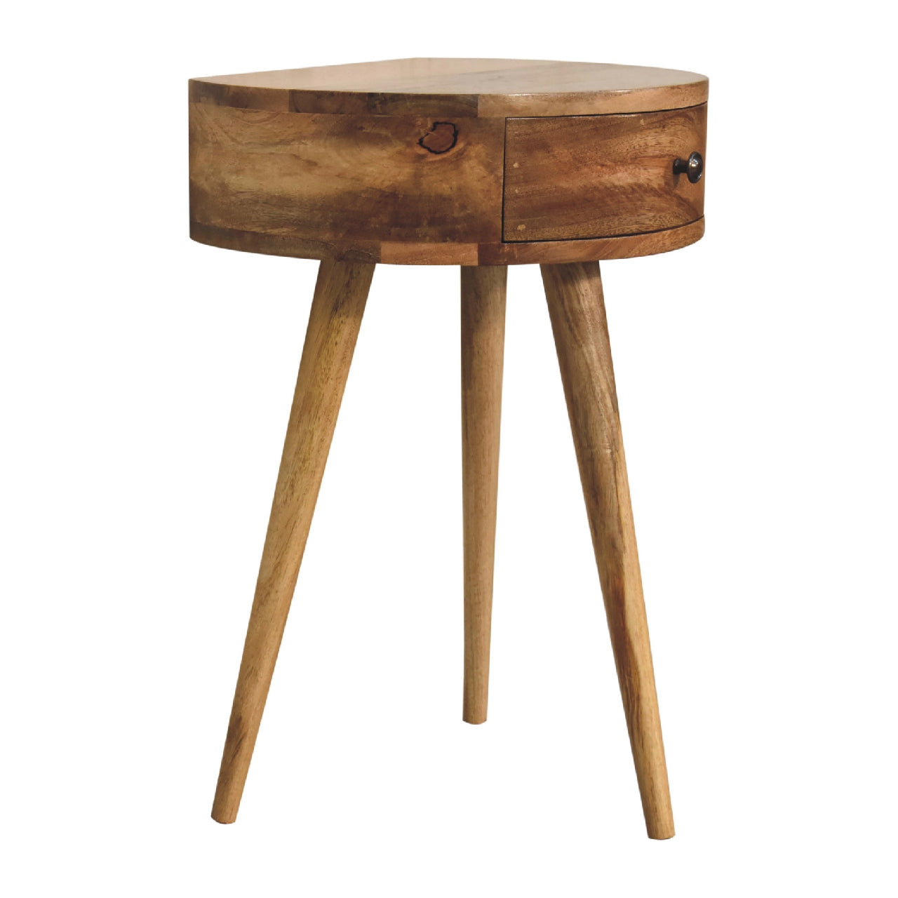 King Mini Oak-ish Circular Shape Bedside