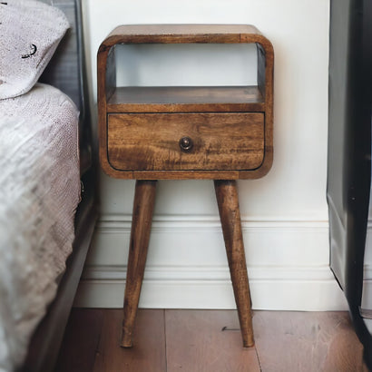 Hammer smith Mini Grey Wash Curve Open Bedside - Furniture One Shop