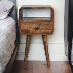 Hammer smith Mini Grey Wash Curve Open Bedside - Furniture One Shop