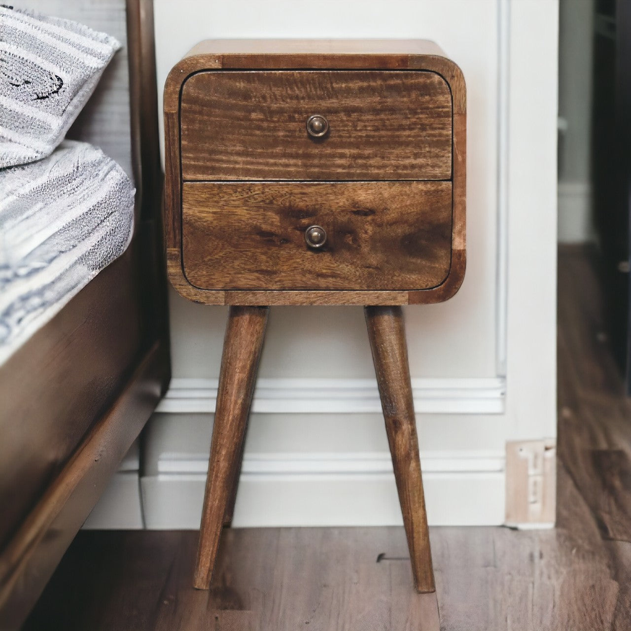 High Kensington Mini Curved Grey Washed Bedside