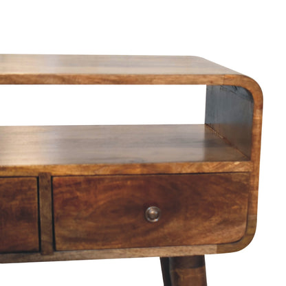 Stylish Desk Mini Grey-wash Curved Console - Furniture One Shop