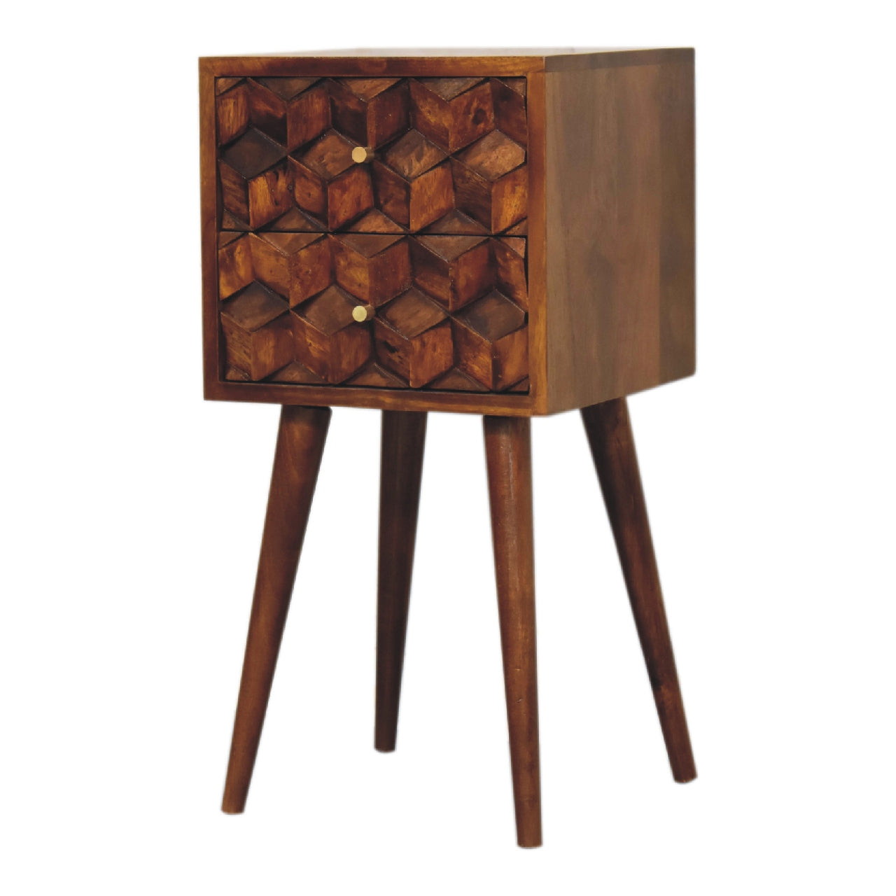 Earl's Court Mini Chestnut Cube 2 Drawer Bedside