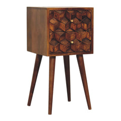 Earl's Court Mini Chestnut Cube 2 Drawer Bedside - Furniture One Shop