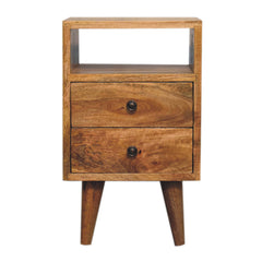 Queens way Mini Oak-ish Classic Open Bedside - Furniture One Shop