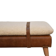 Devour Seat Bouclé Buffalo Hide Leather Bench - Furniture One Shop