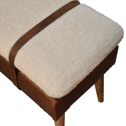 Devour Seat Bouclé Buffalo Hide Leather Bench