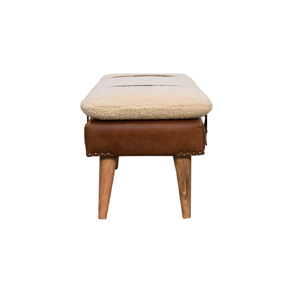 Devour Seat Bouclé Buffalo Hide Leather Bench