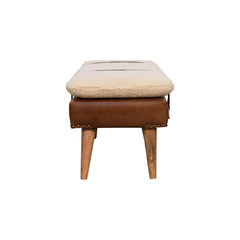 Devour Seat Bouclé Buffalo Hide Leather Bench - Furniture One Shop