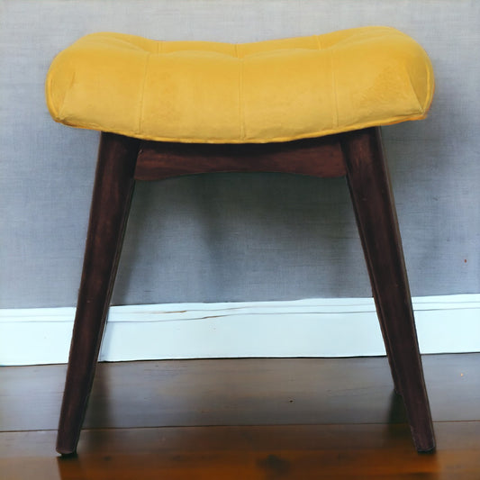 Gobble Bench Mini Mustard Velvet Curved Bench