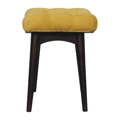 Gobble Bench Mini Mustard Velvet Curved Bench