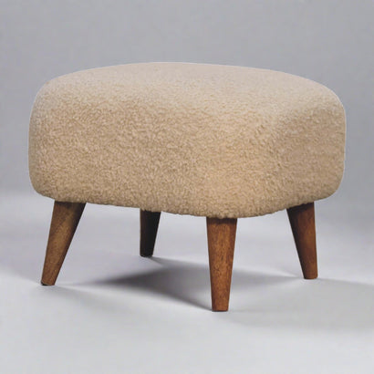 SoleSpot Boucle Cream Square Footstool