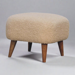 SoleSpot Boucle Cream Square Footstool