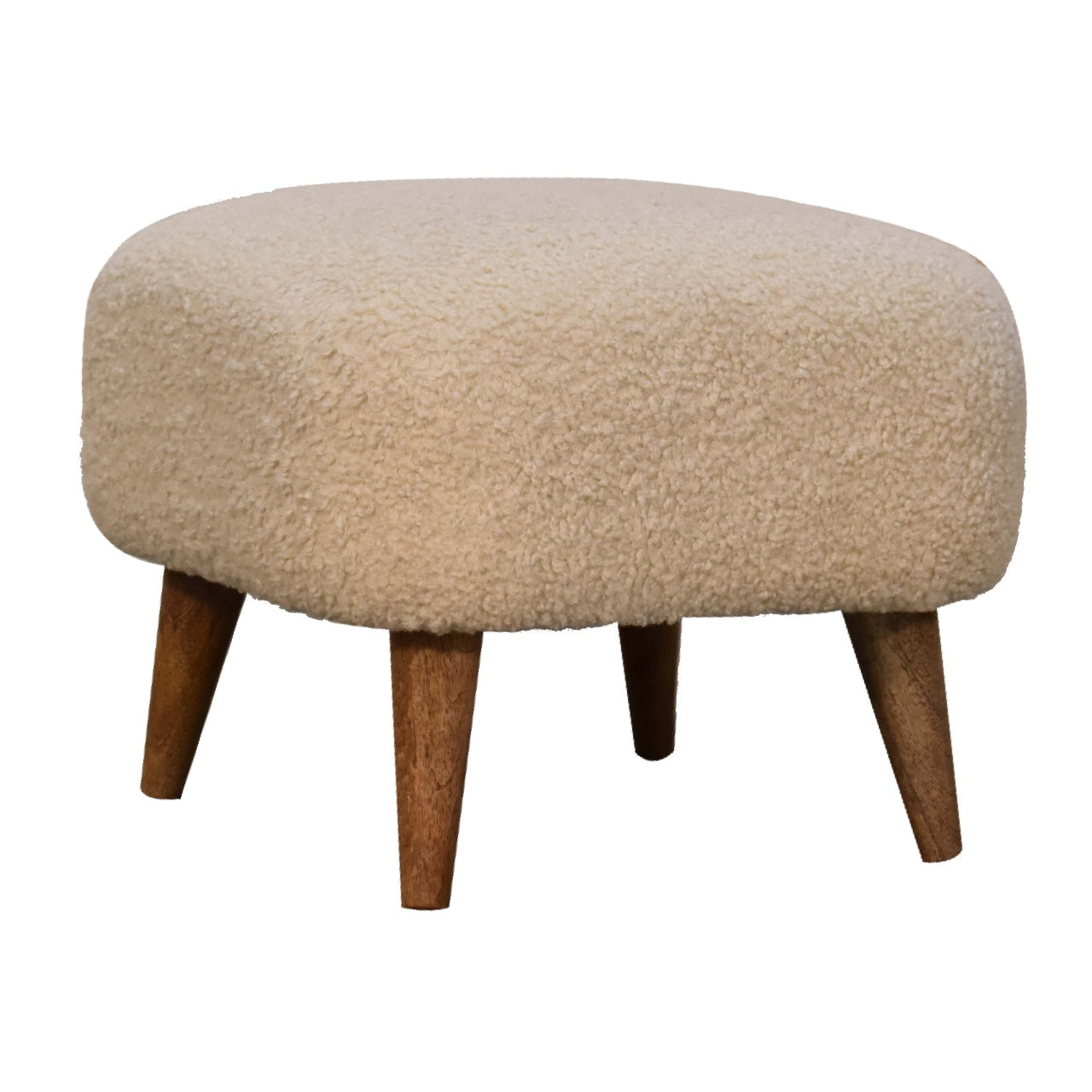 SoleSpot Boucle Cream Square Footstool