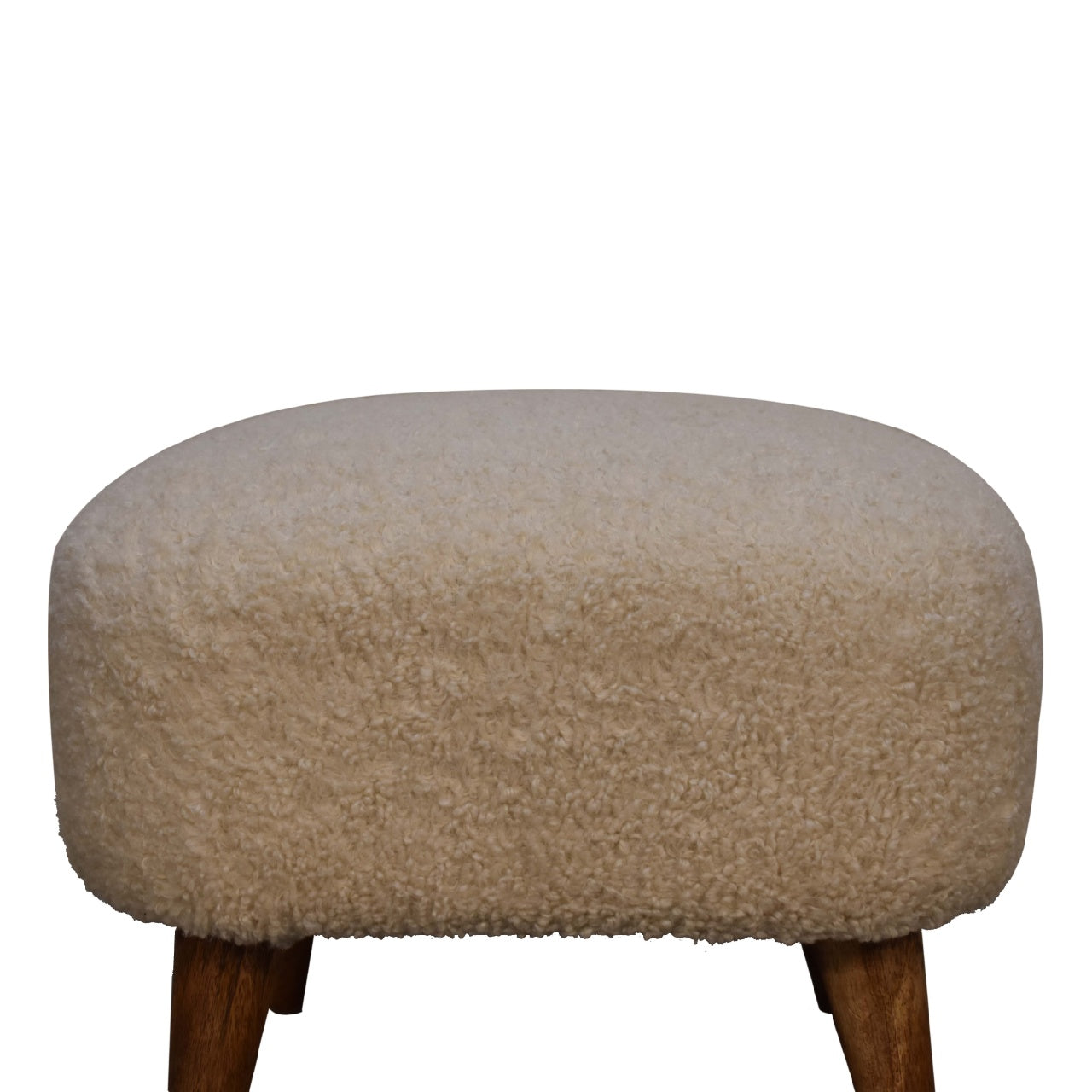 SoleSpot Boucle Cream Square Footstool