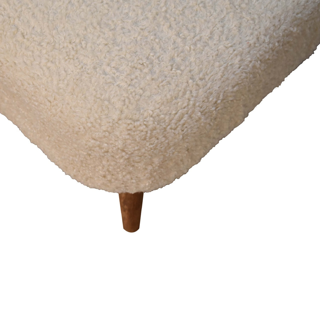 SoleSpot Boucle Cream Square Footstool