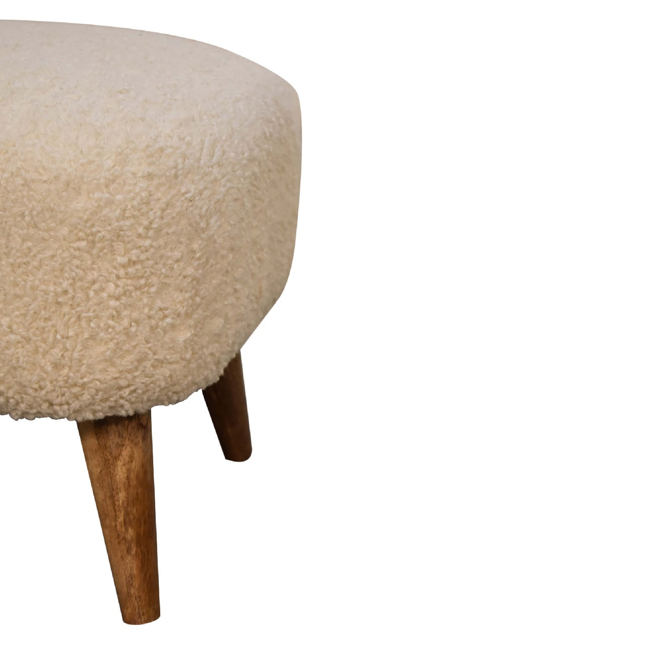 SoleSpot Boucle Cream Square Footstool