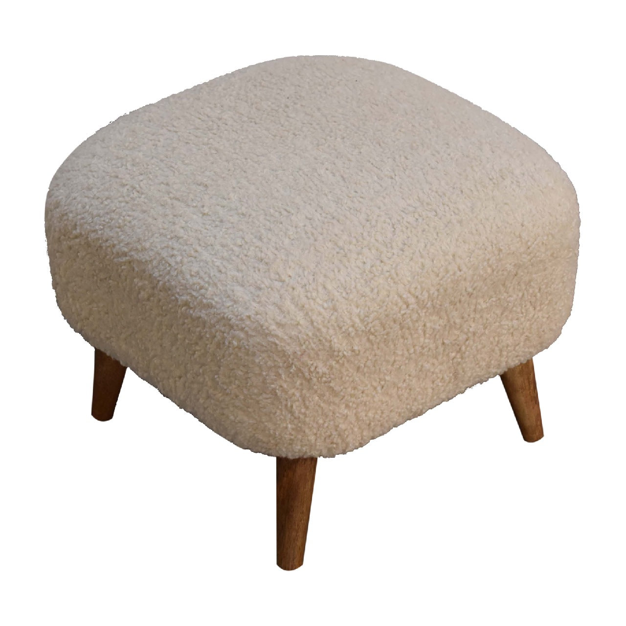 SoleSpot Boucle Cream Square Footstool