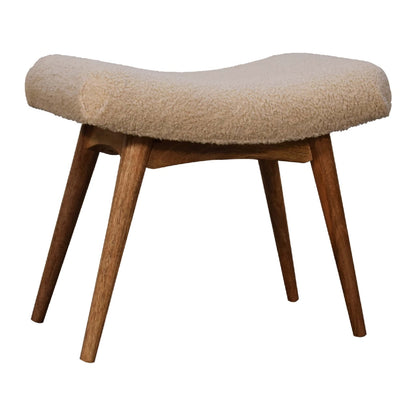 Diner Chaise Boucle Cream Curved Bench