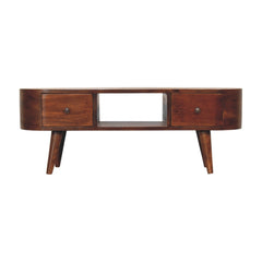 EliteEcho Chestnut Round Open TV Stand - Furniture One Shop