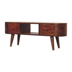 EliteEcho Chestnut Round Open TV Stand - Furniture One Shop