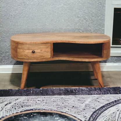 Rustic Oak-ish Wave Coffee Table - Furniture One Shop