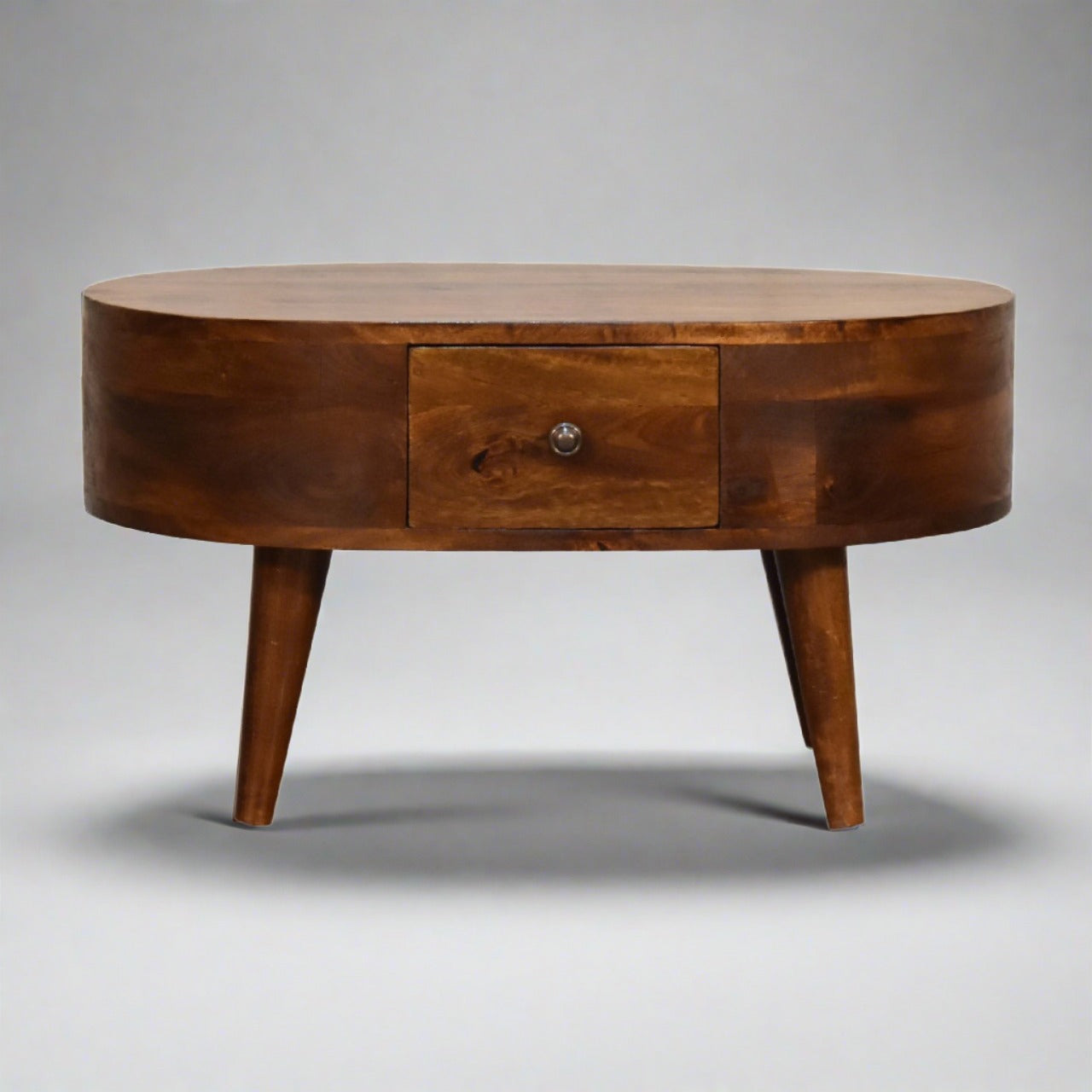 Cozy Mini Chestnut Rounded Coffee Table