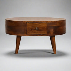 Cozy Mini Chestnut Rounded Coffee Table - Furniture One Shop