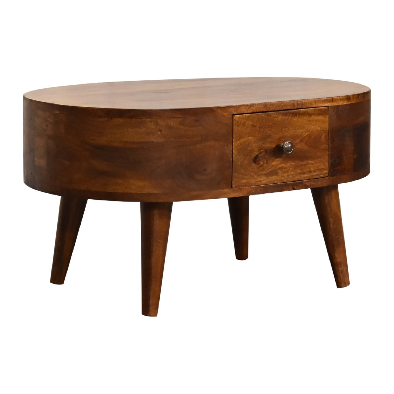 Cozy Mini Chestnut Rounded Coffee Table