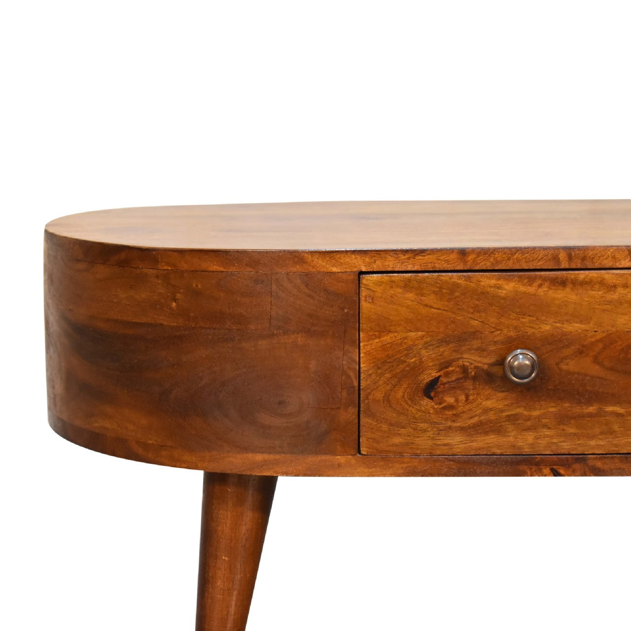 Cozy Mini Chestnut Rounded Coffee Table